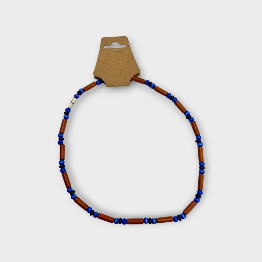 ❗5/$25❗Blue and Orange Beaded Necklace - Picture 2 of 2